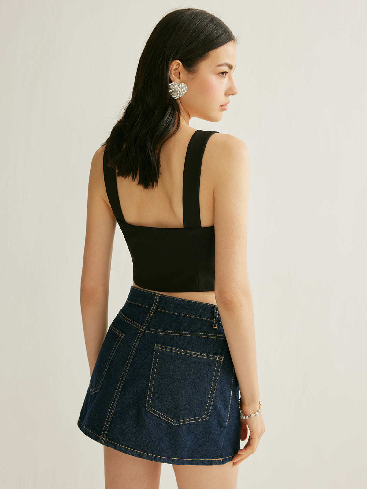 Pearl Bow Detail Crop Top