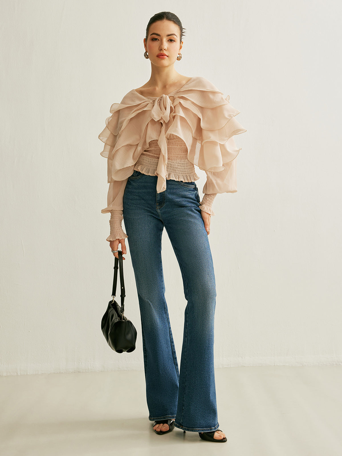 Chiffon Ruffle Backless Top