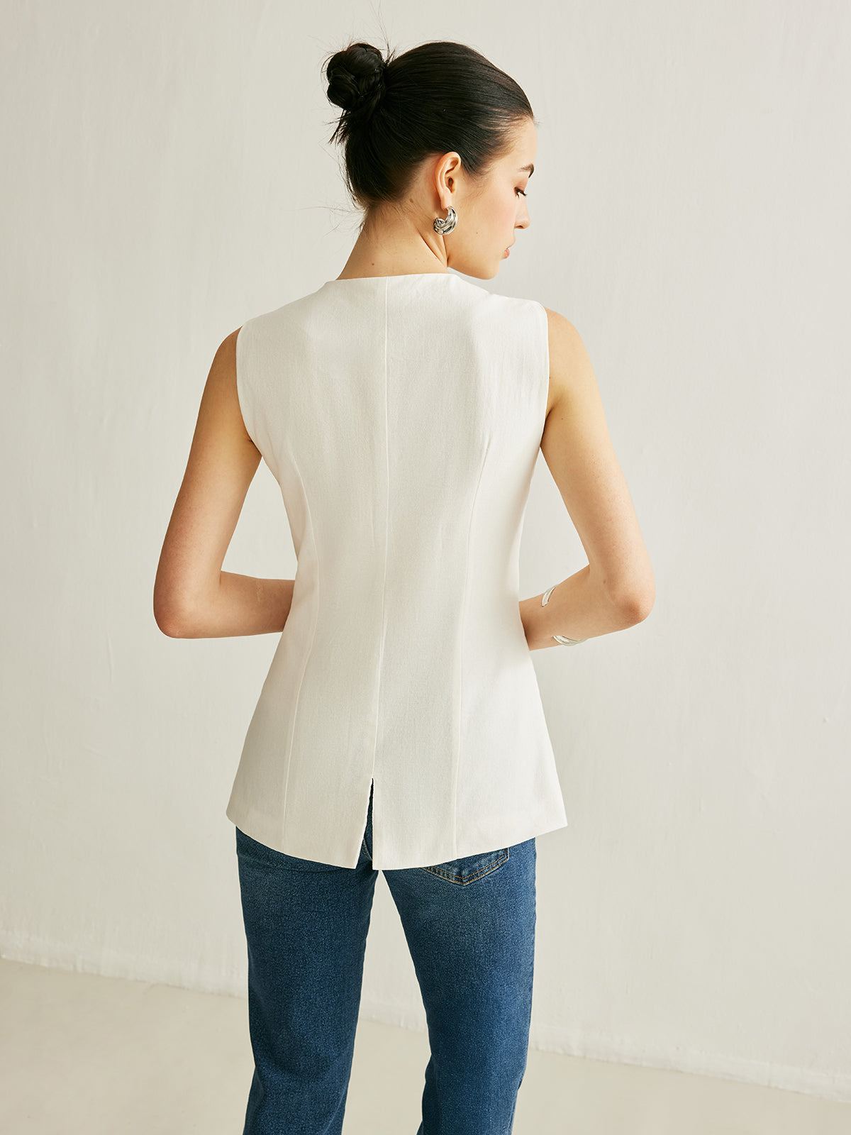 Button Detail Sleeveless Vest