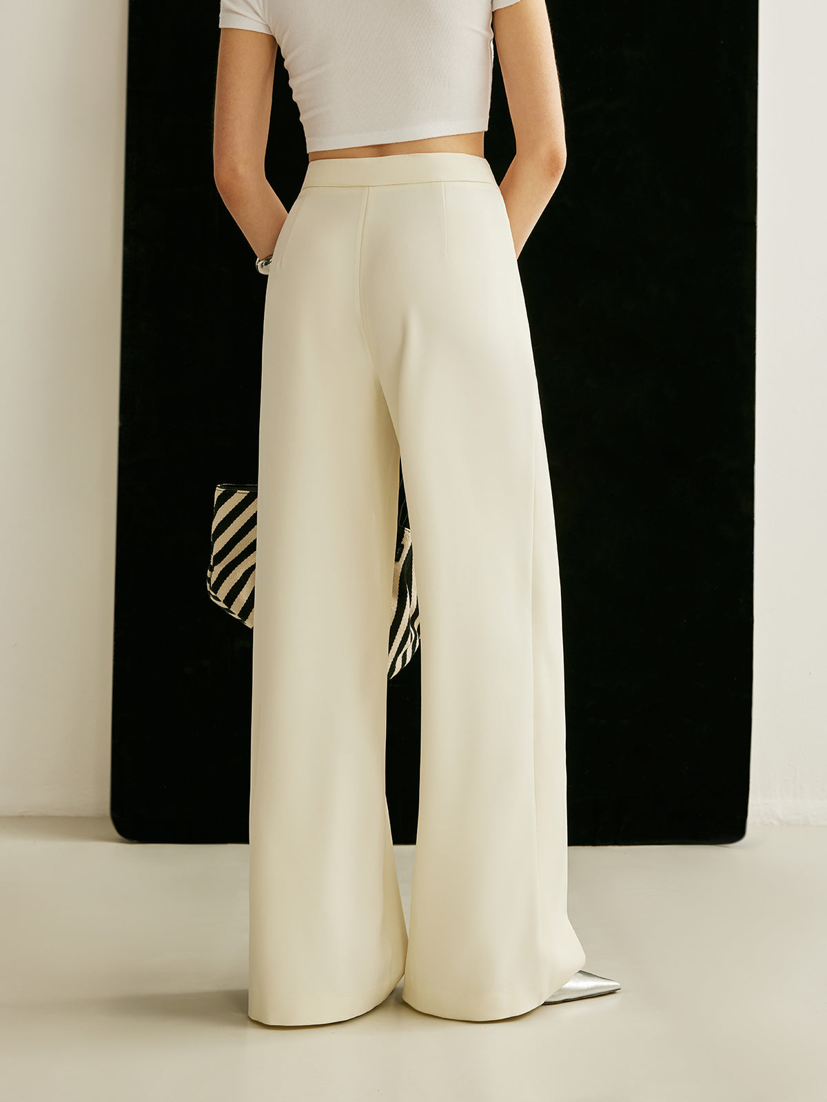 Asymmetrical Cross Wrap High-Waist Pants