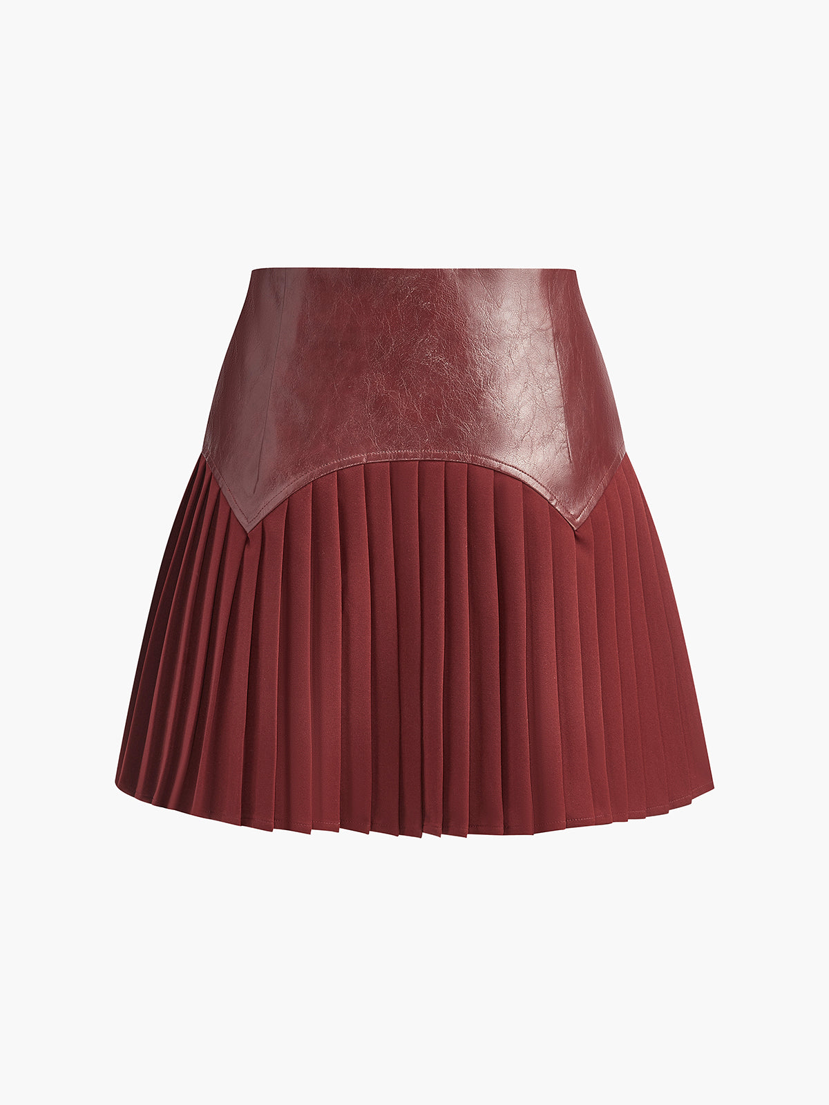 Faux Leather Pleated Panel Mini Skirt