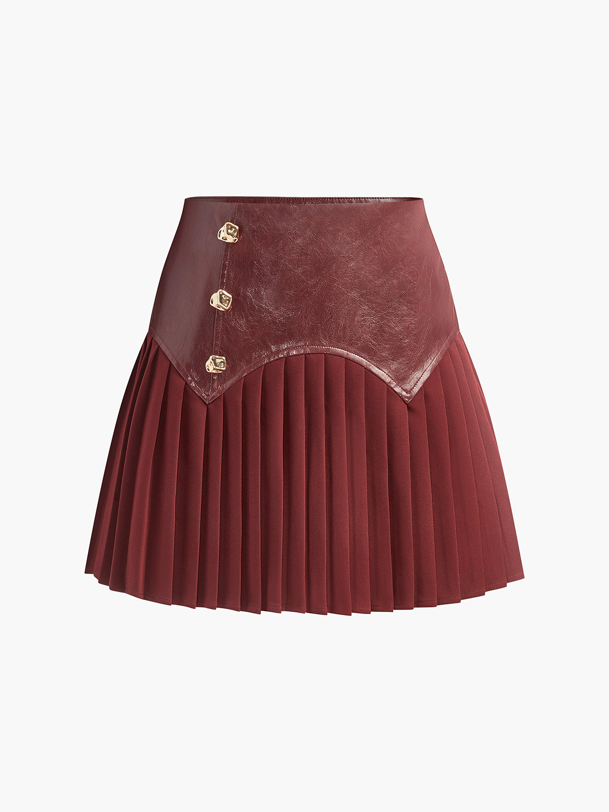 Faux Leather Pleated Panel Mini Skirt