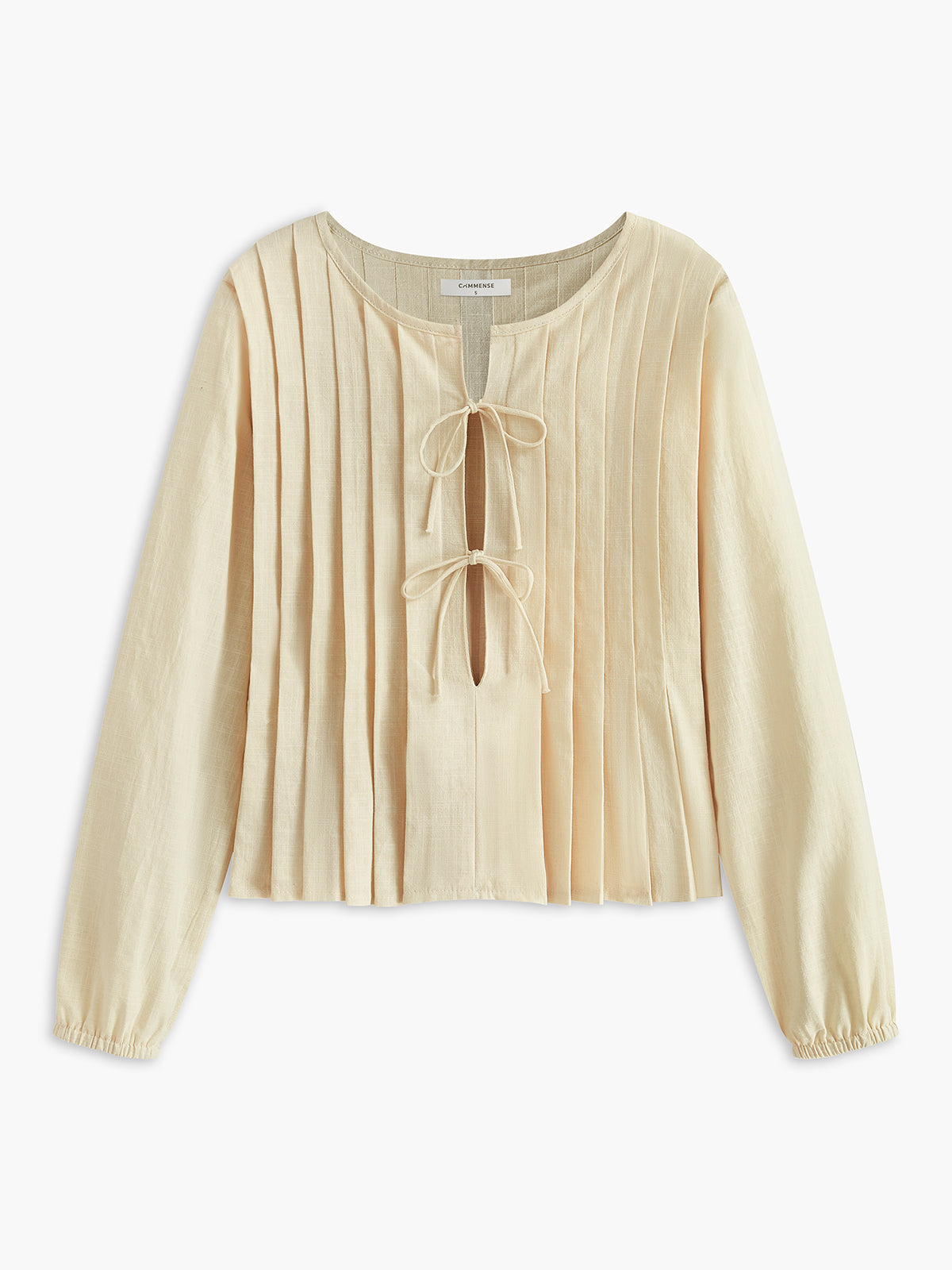 Pleated Tie-Neck Top