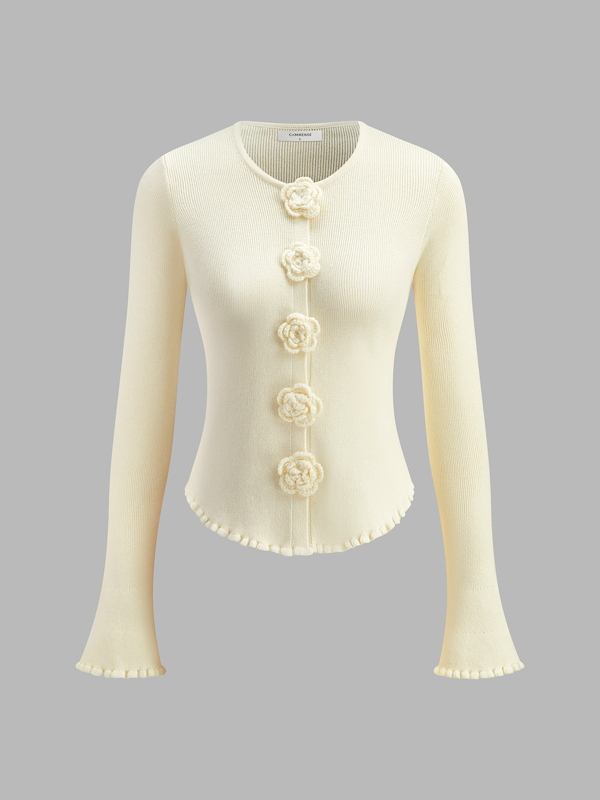 3D Flower Lettuce Trim Cardigan