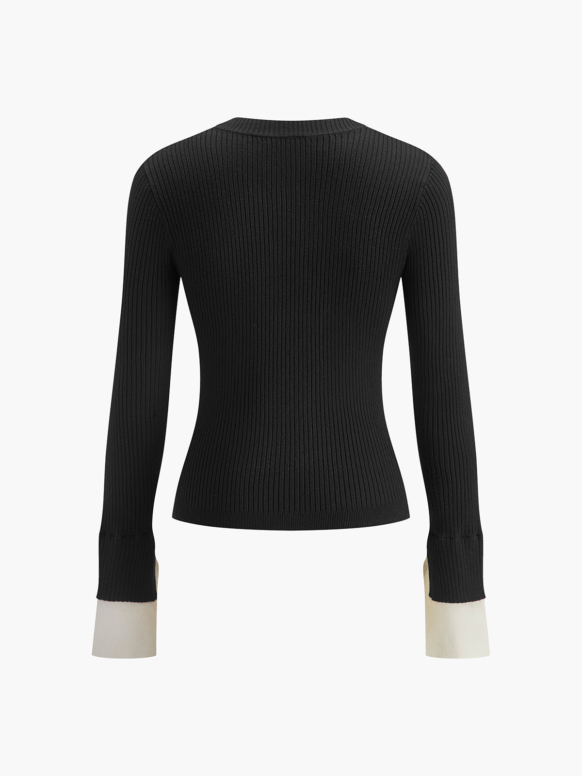 Ribbed Contrast Cuff Sweater