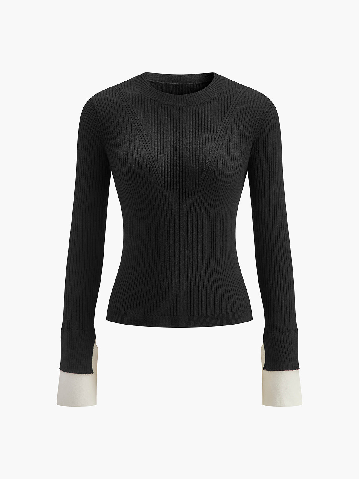 Ribbed Contrast Cuff Sweater