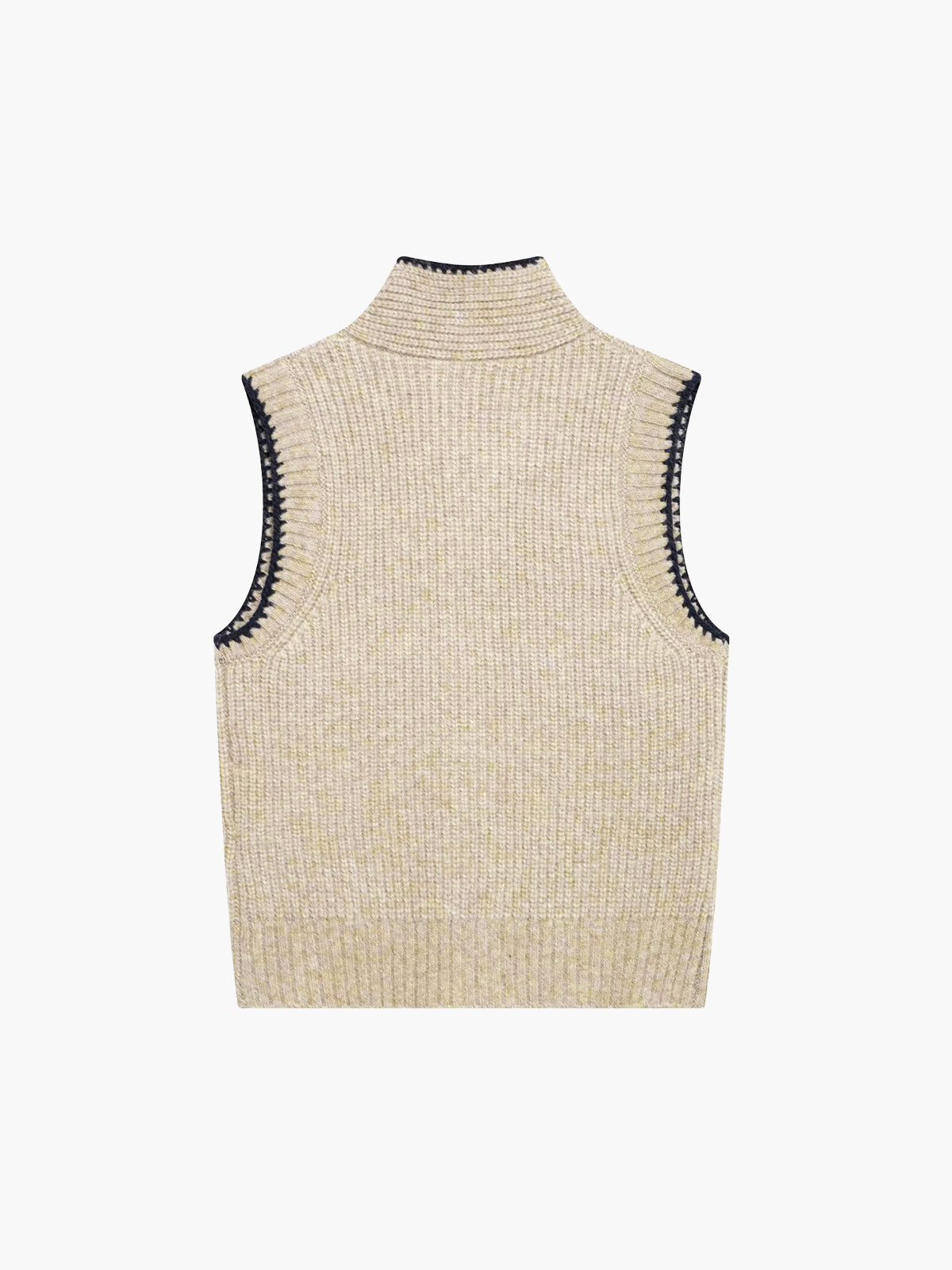 Tie Neck Contrast Trim Button Sweater Vest