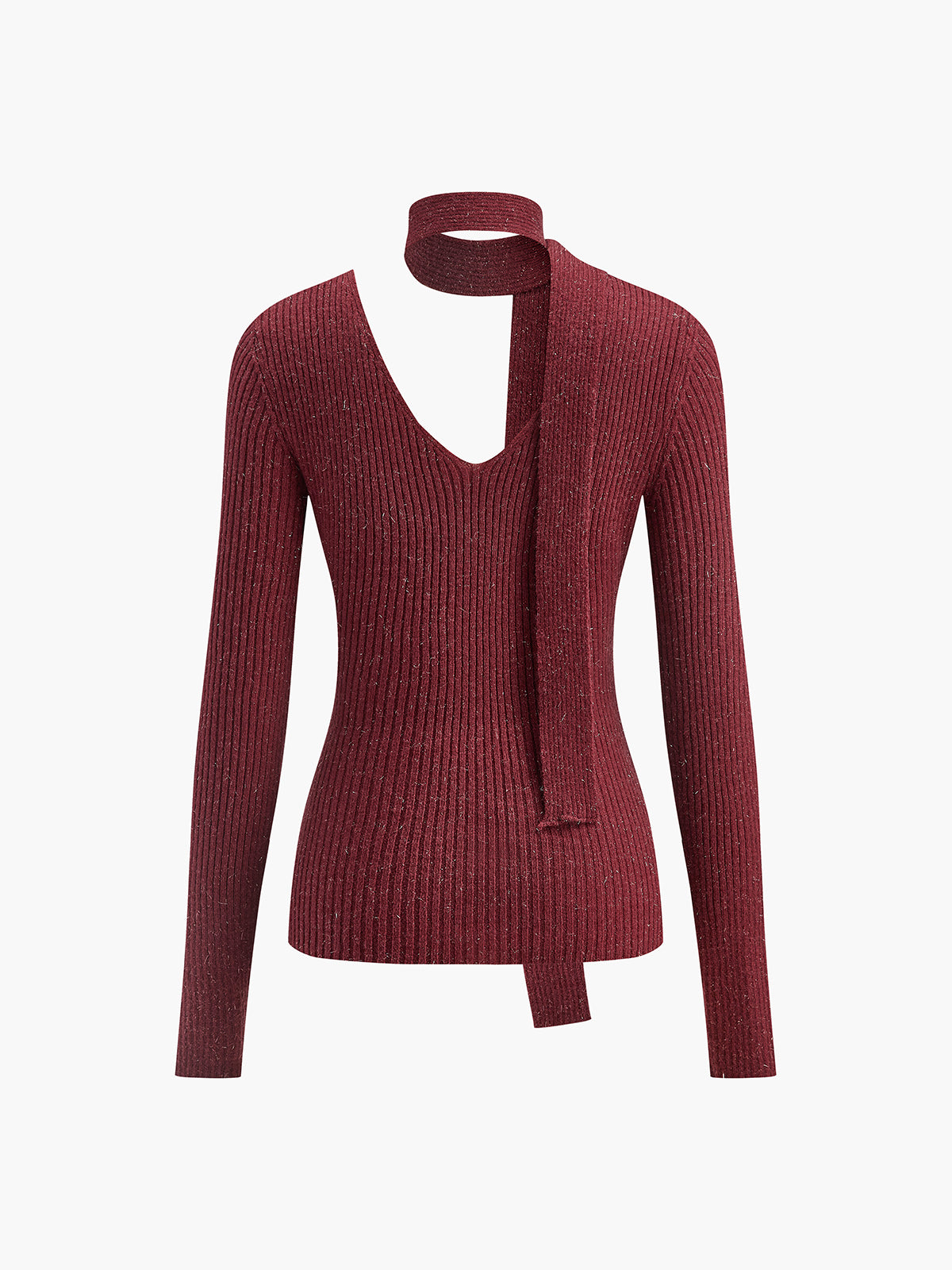 V-Neck Ribbon Sweater