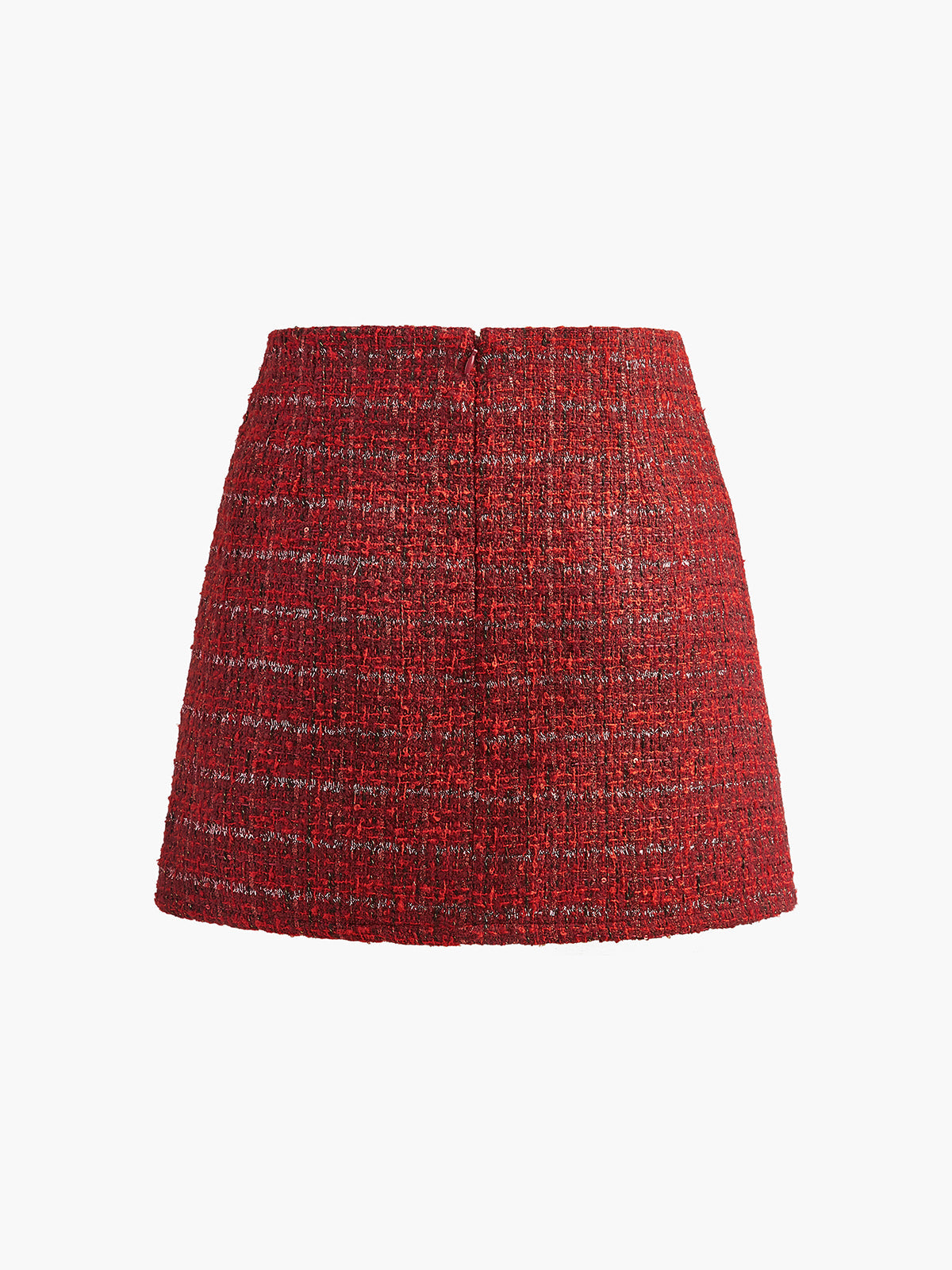 Mid-Waist Tweed Zipper Skirt