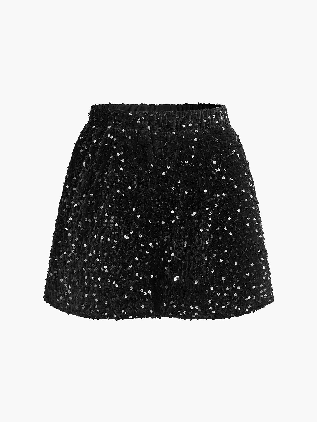 Elastic Waist Sequins Shorts