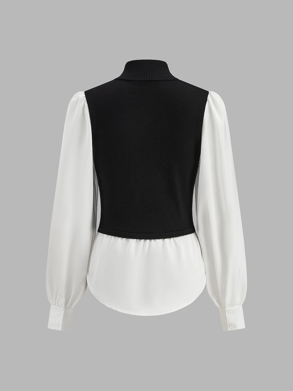 2 in 1 Color Block Metal-Detail Knit Top