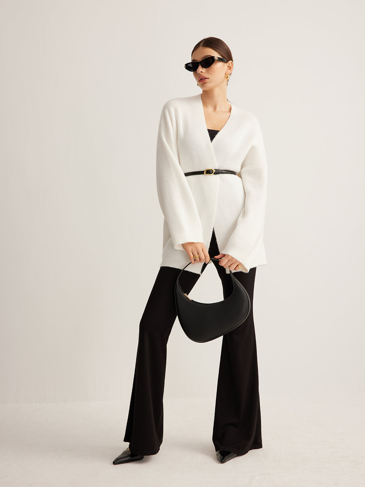 Minimalist Ribbed Belted Cardigan