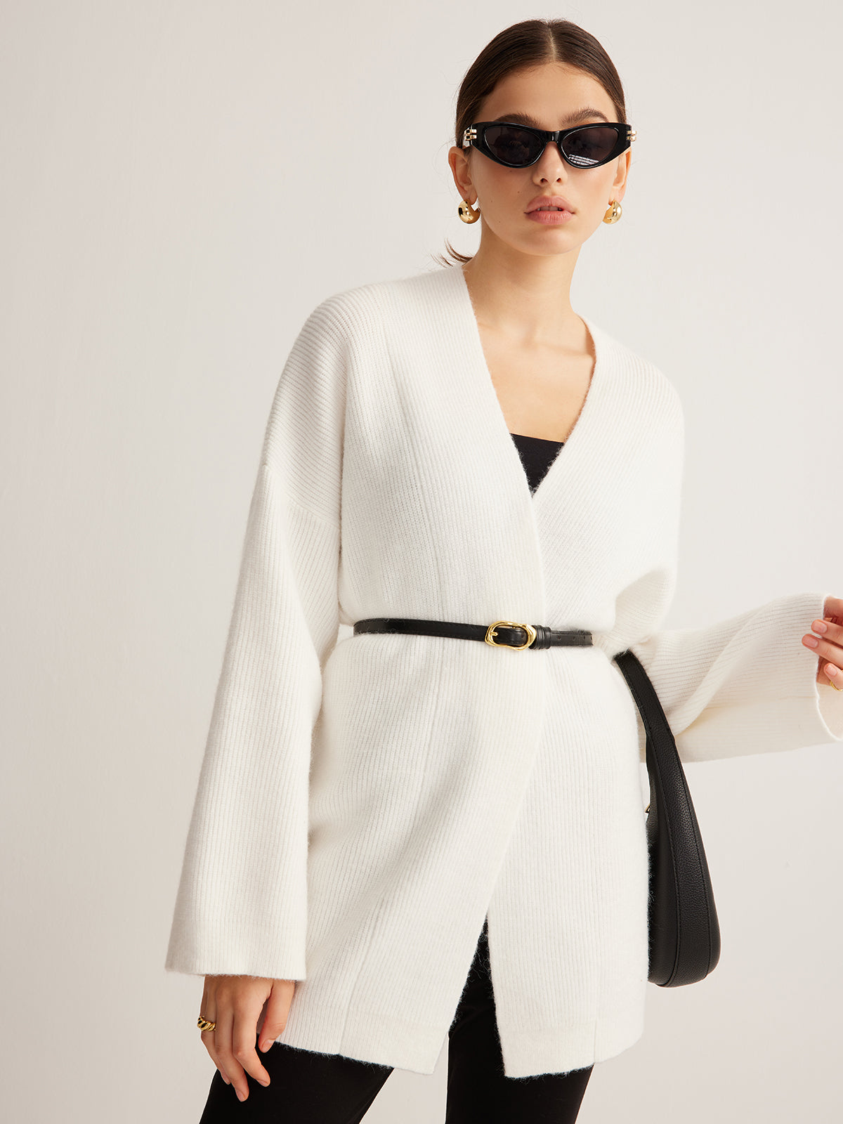 Minimalist Ribbed Belted Cardigan