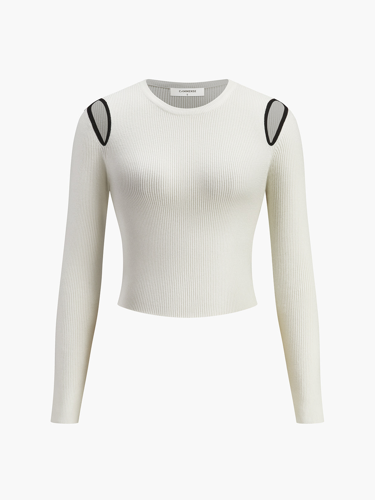 Shoulder-Cutout Ribbed Crop Sweater