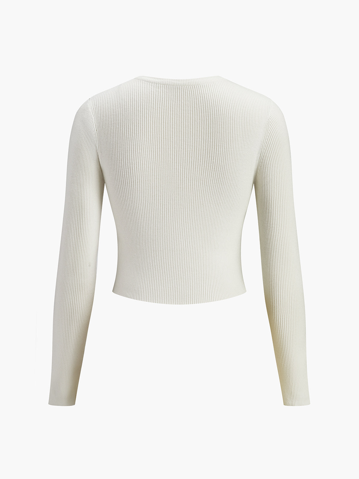 Shoulder-Cutout Ribbed Crop Sweater