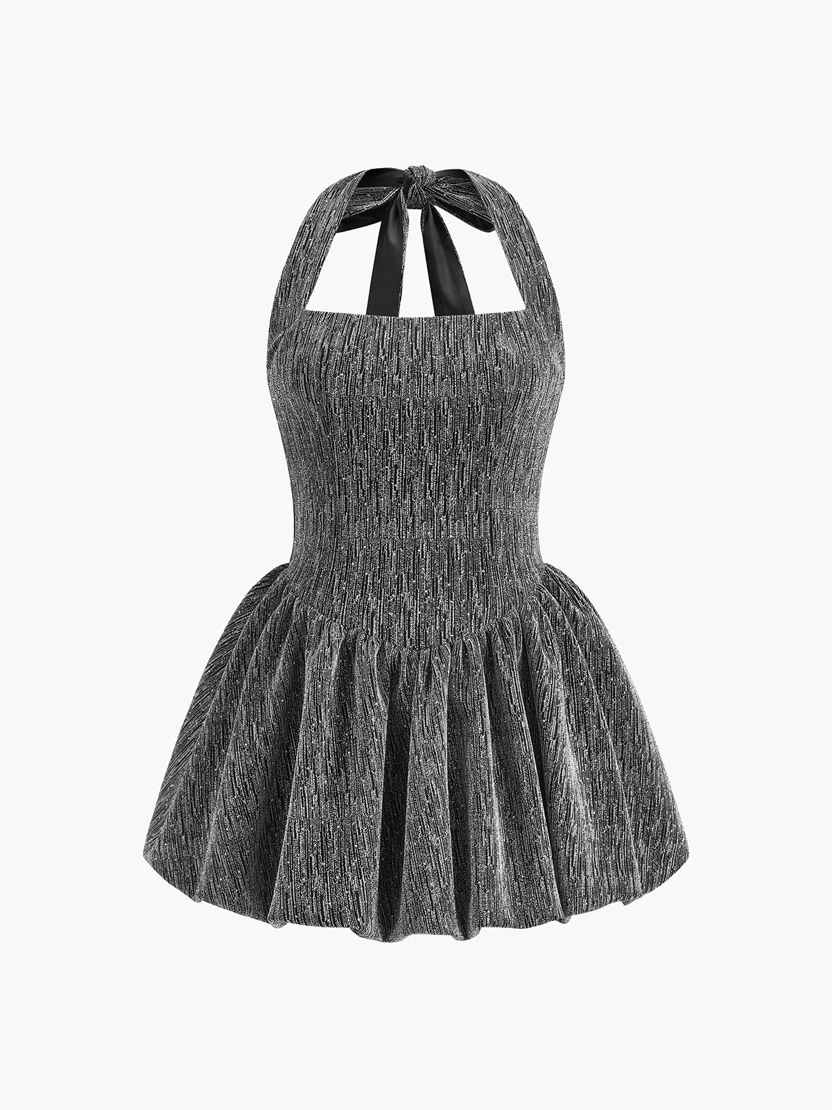 Halter Backless Pleated Dress