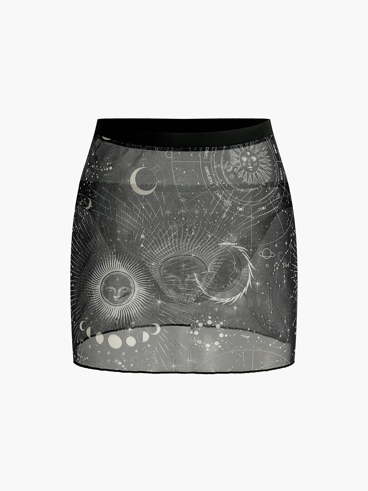 Astrology Print Sheer Skirt