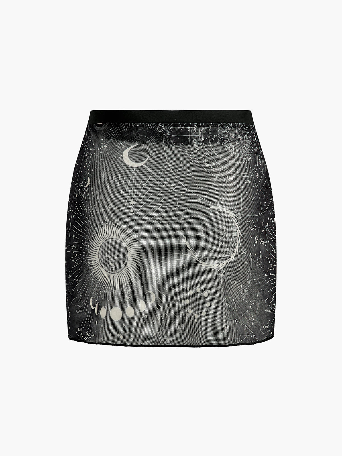 Astrology Print Sheer Skirt