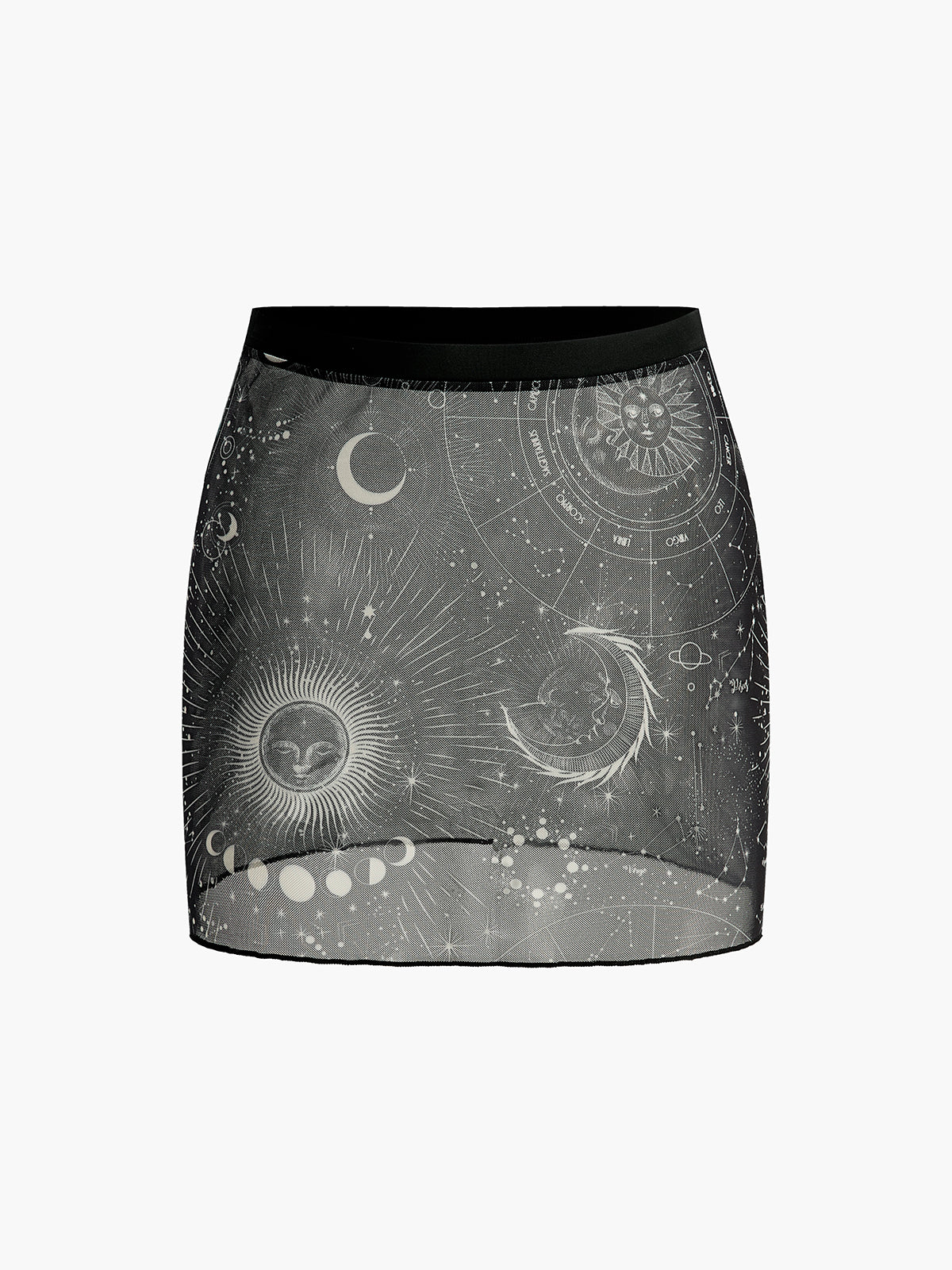 Astrology Print Sheer Skirt