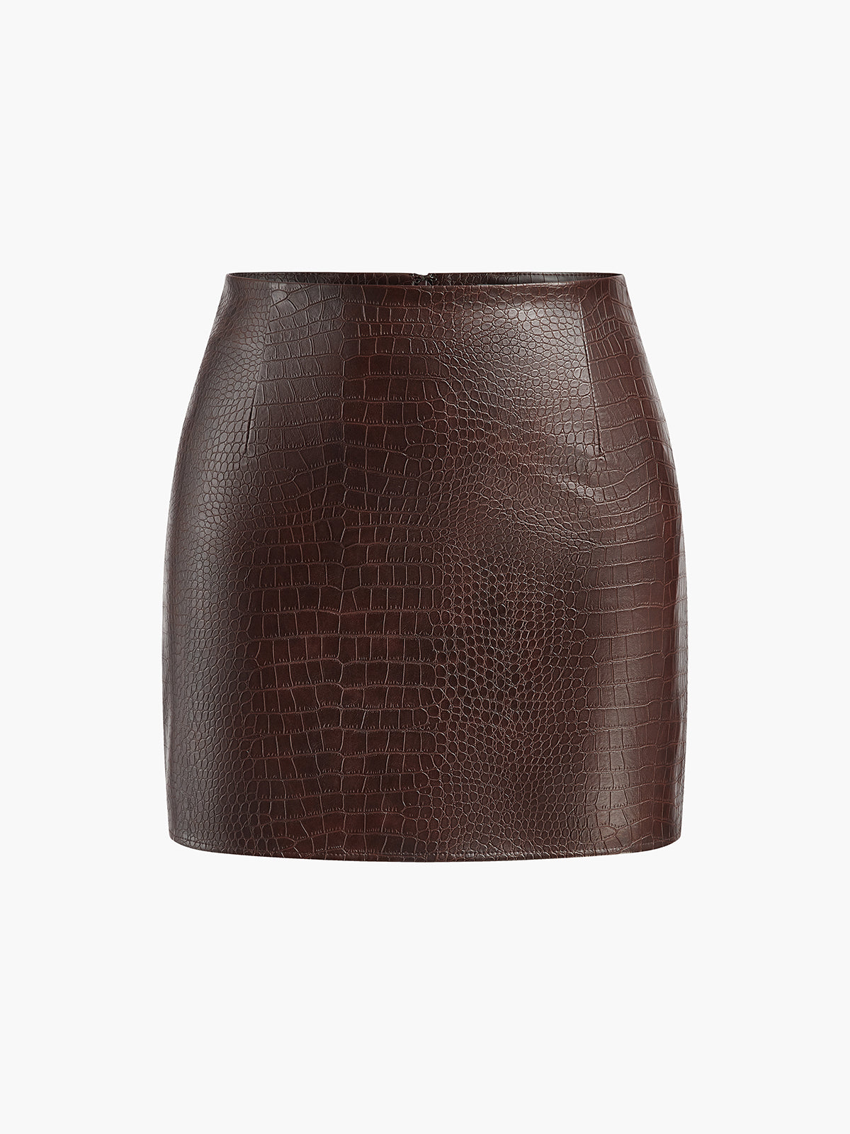 High-Waist Crocodile Mini Skirt