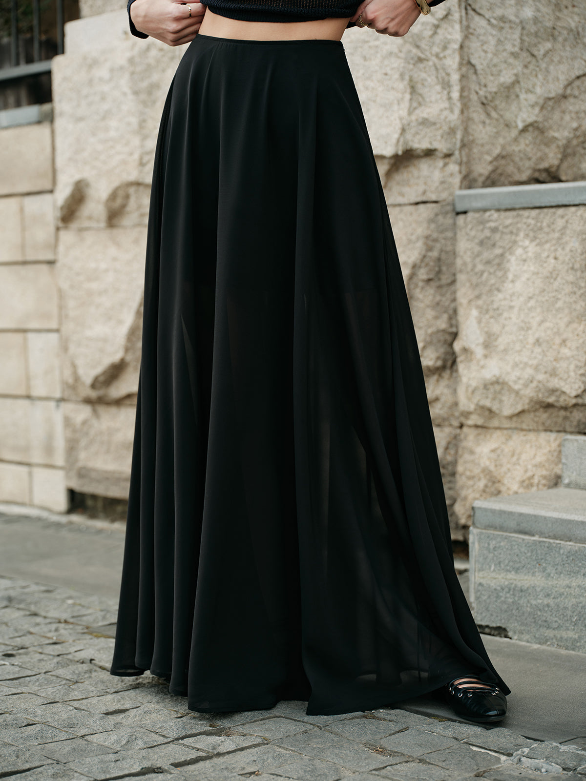 Semi-Sheer Chiffon Skirt