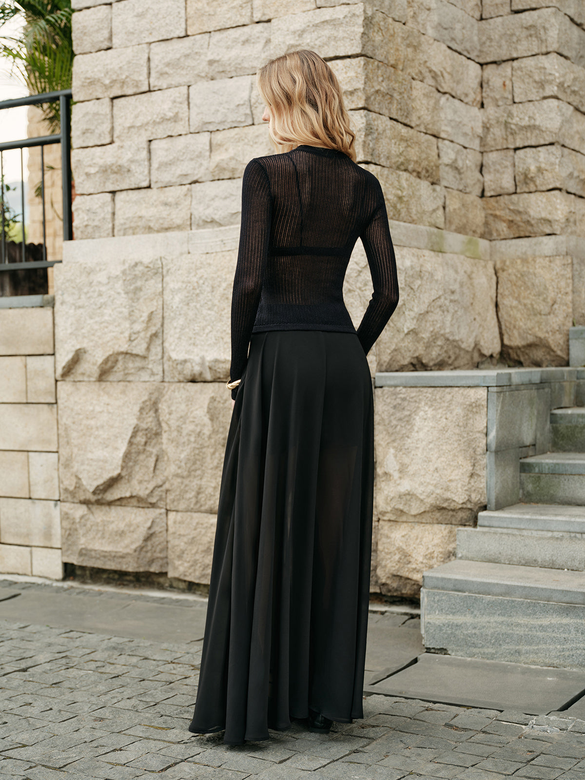 Semi-Sheer Chiffon Skirt