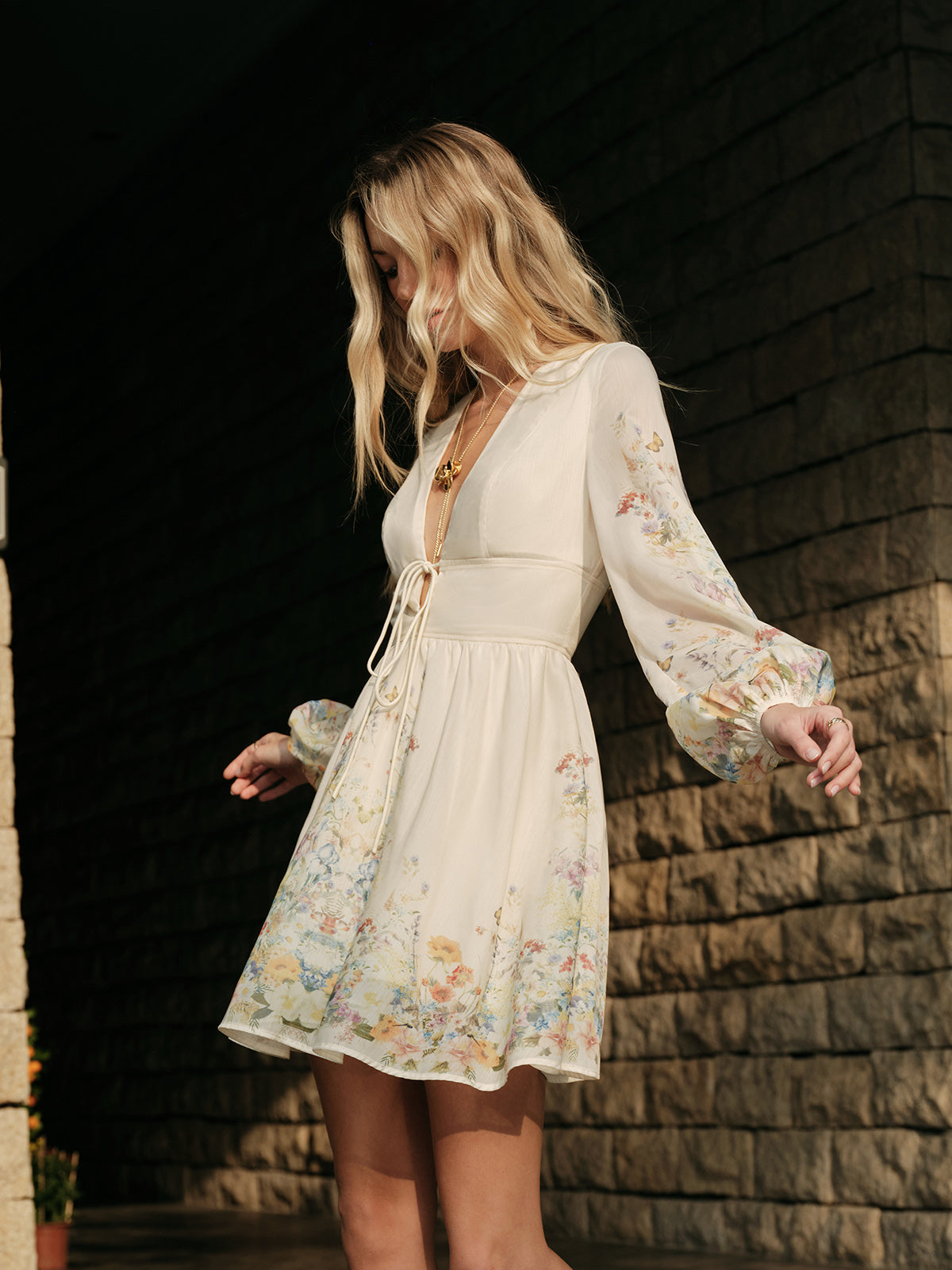 Floral Print Tie-Front Dress