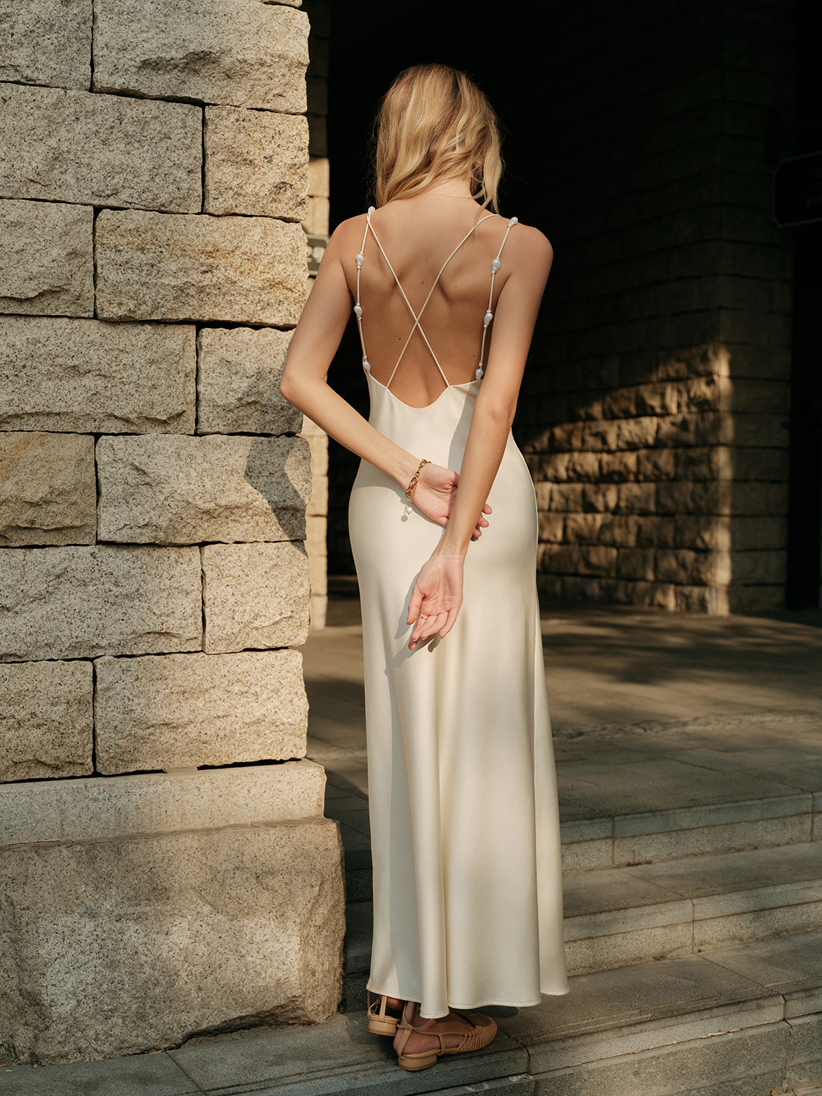 Satin Backless Slip Dress