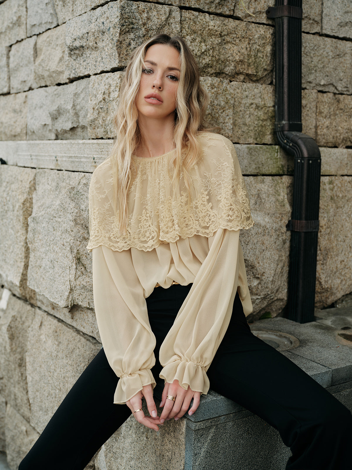 Lace Chiffon Blouse