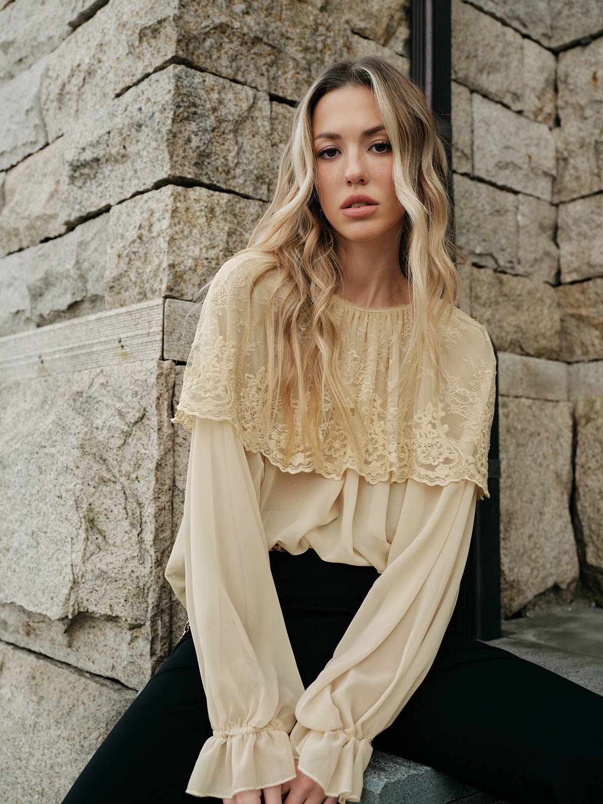 Lace Chiffon Blouse