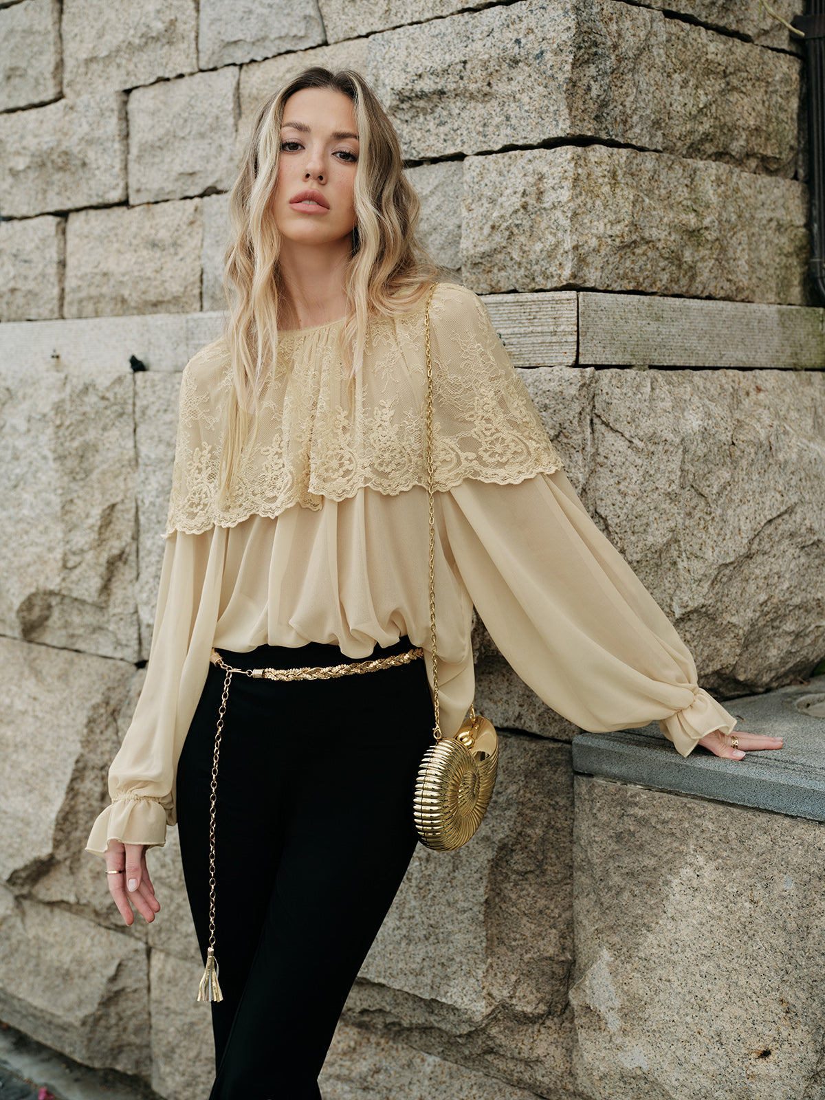 Lace Chiffon Blouse