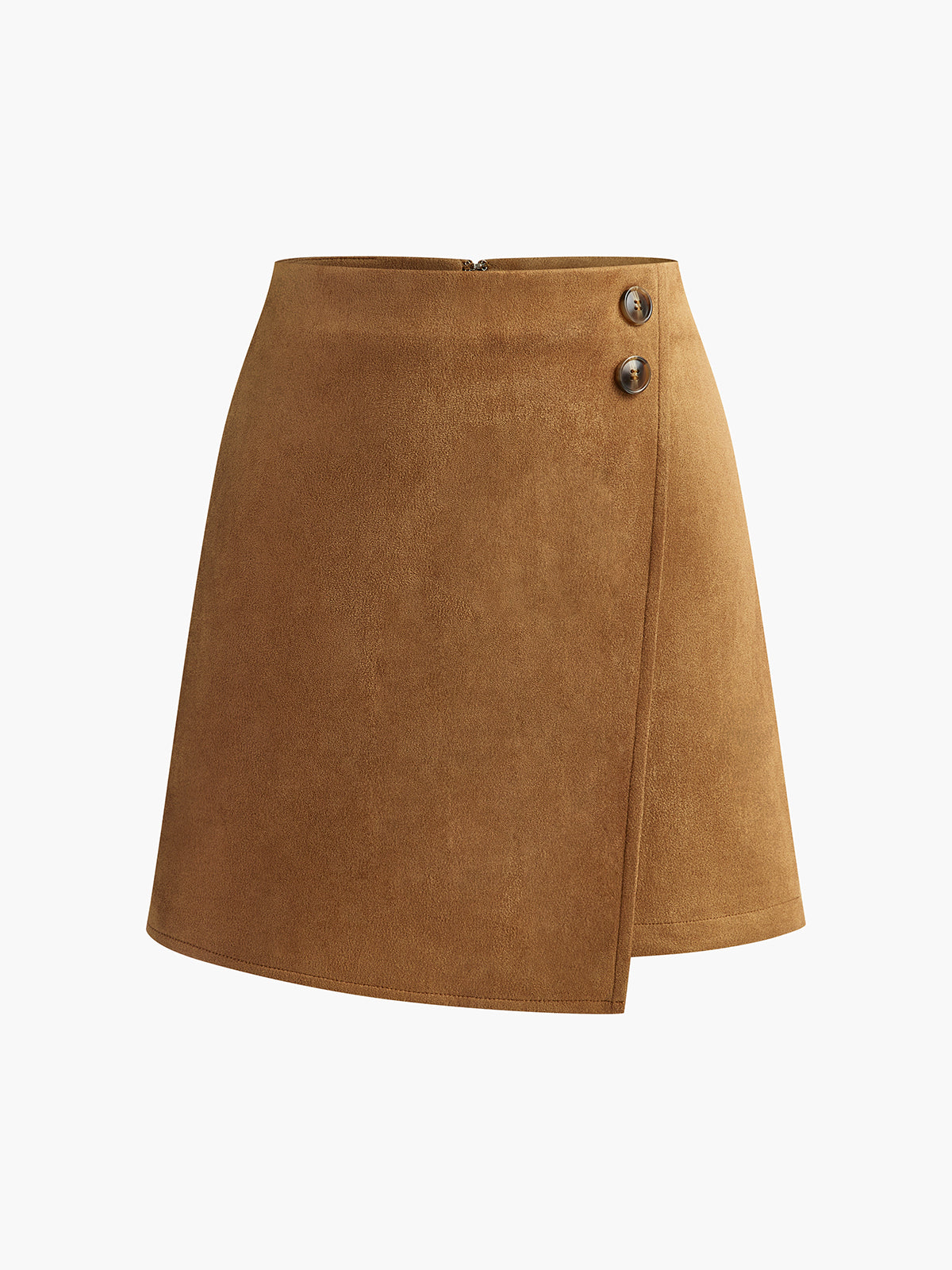 Suede Zipper Wrap Skirt