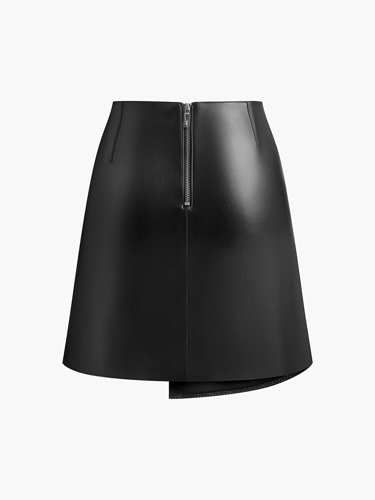 Mid-Waist Asymmetrical Faux Leather Mini Skirt