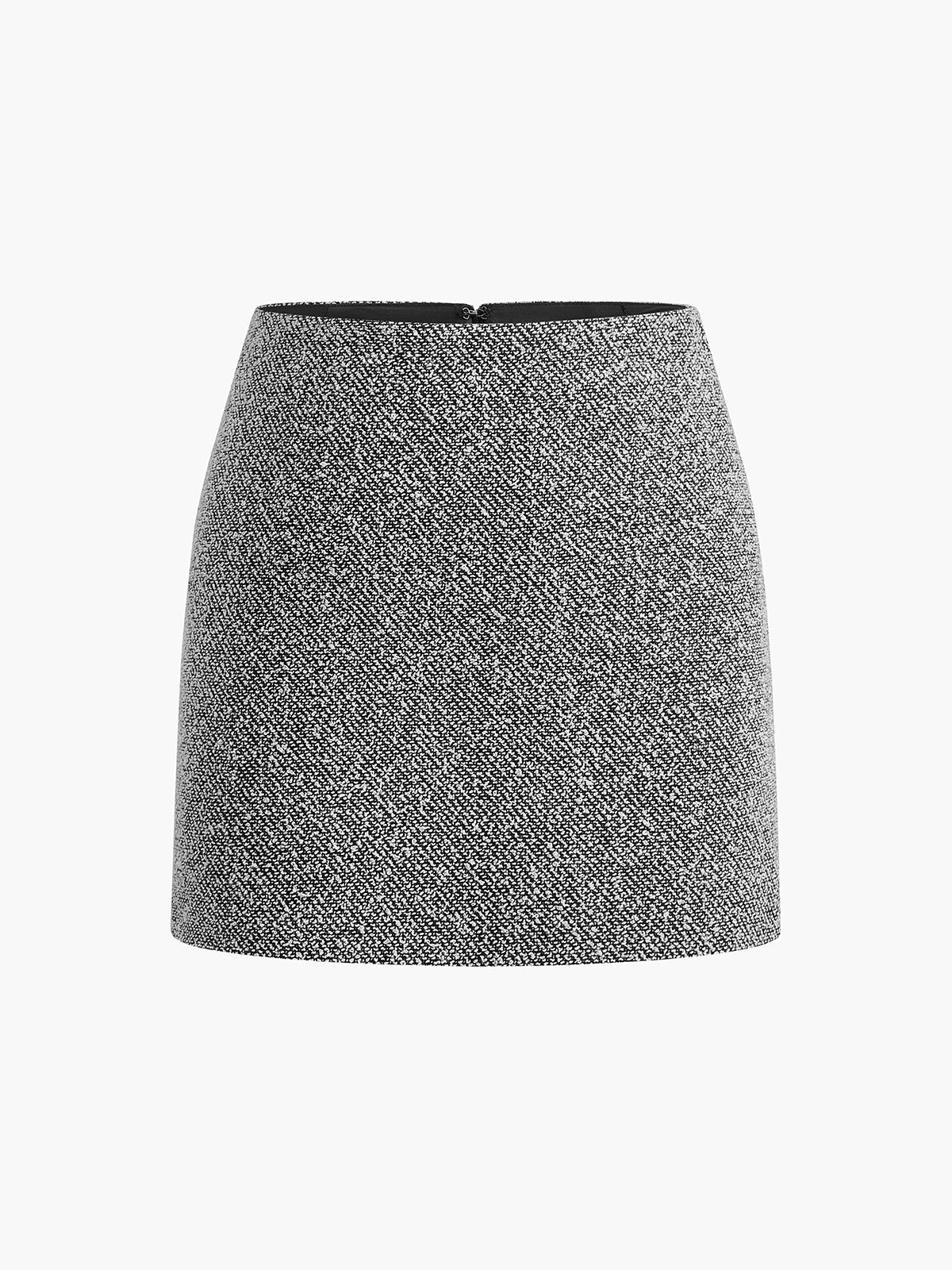 Textured Tweed Zipper Skirt