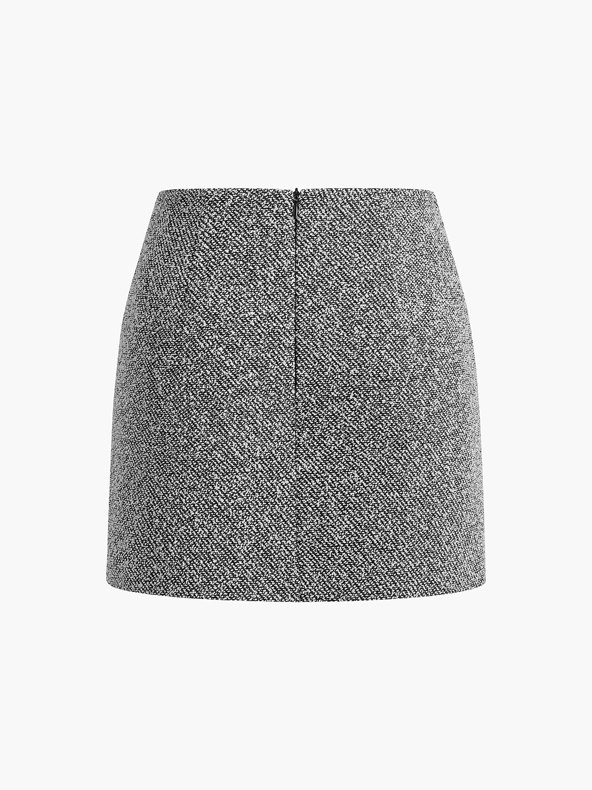 Textured Tweed Zipper Skirt