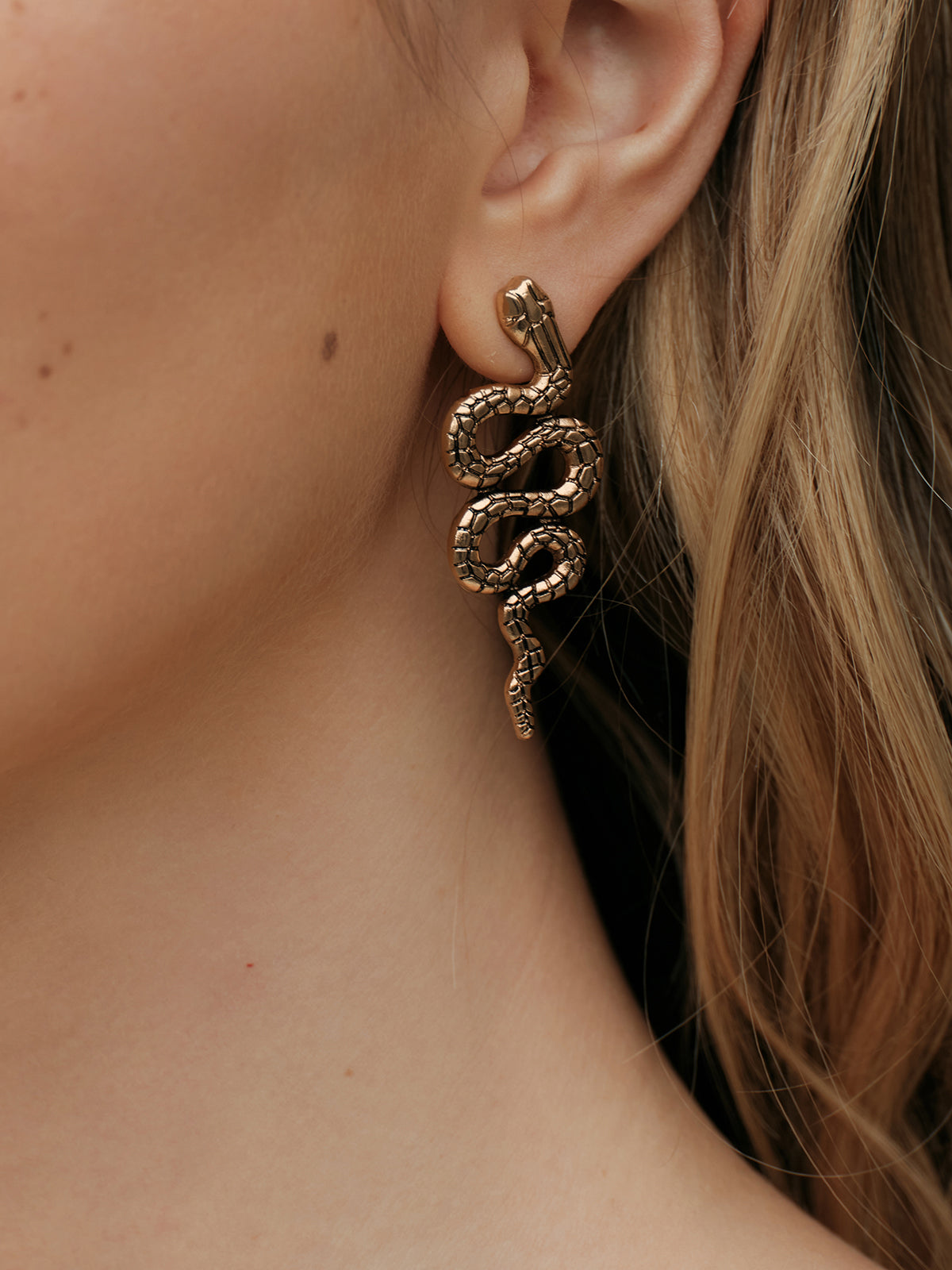 Snake Shaped Stud Earrings