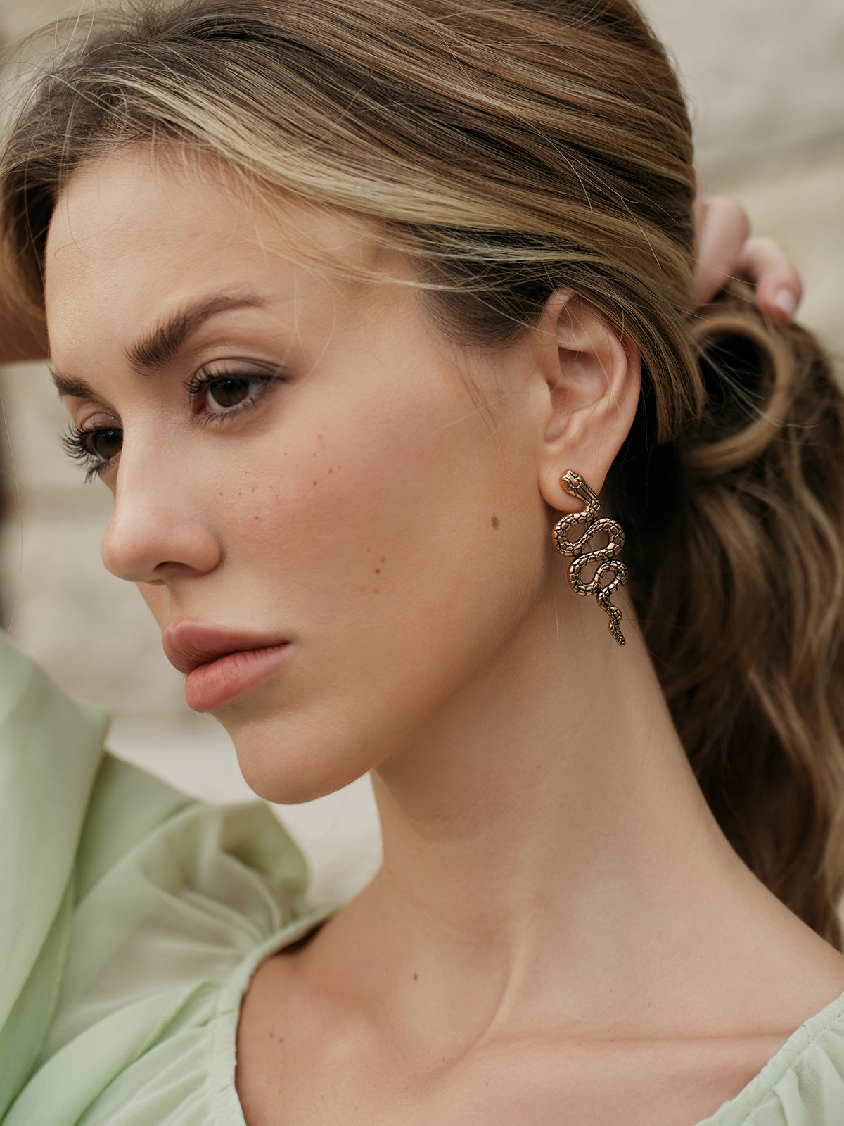 Snake Shaped Stud Earrings