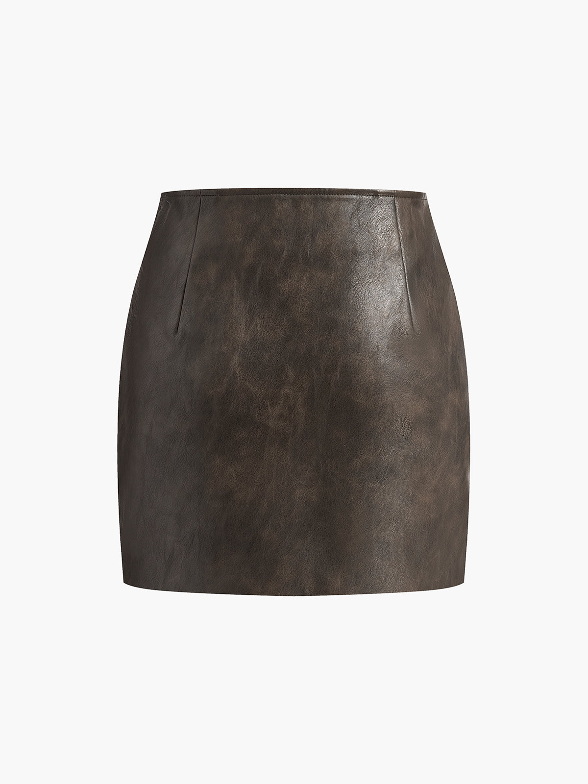 Retro Faux Leather Pockets Skirt