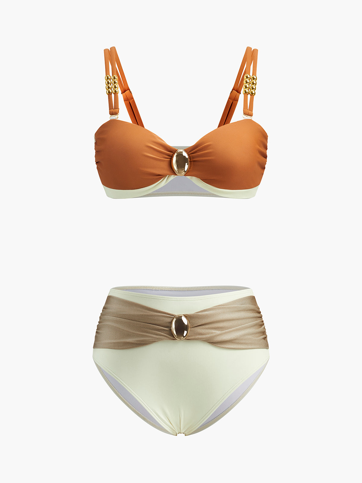 Color Block Belted Bikini Set