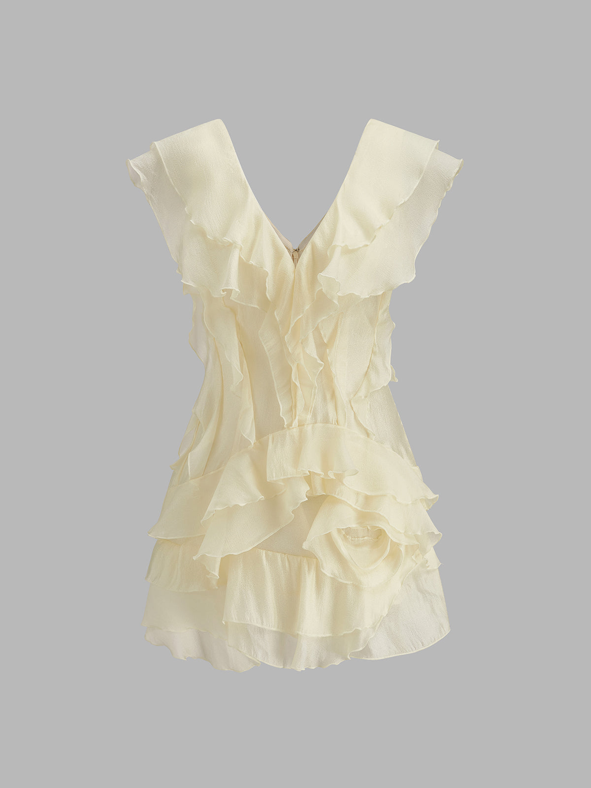 Ruffled Silk Dress Without Belt