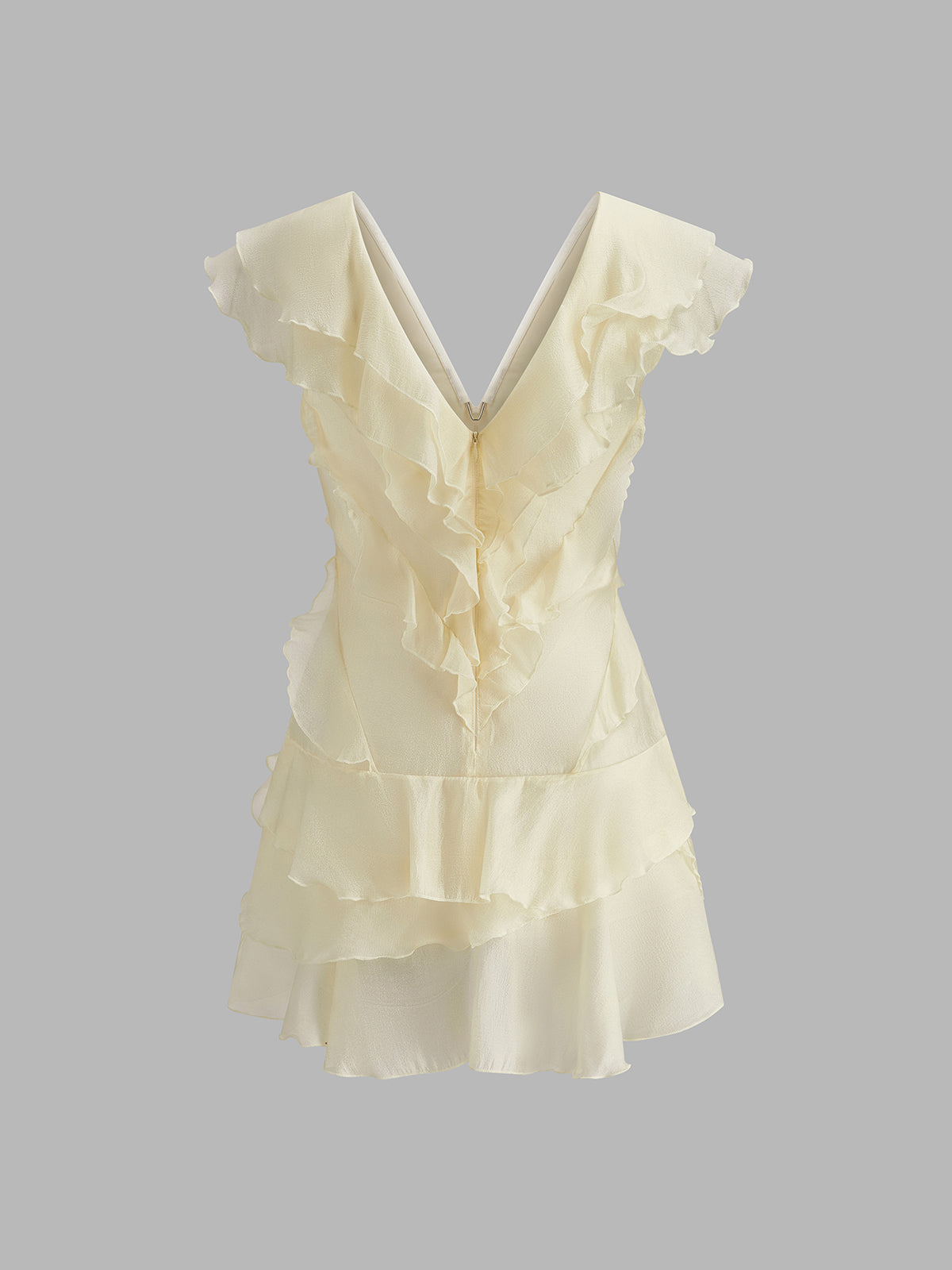 Ruffled Silk Dress Without Belt