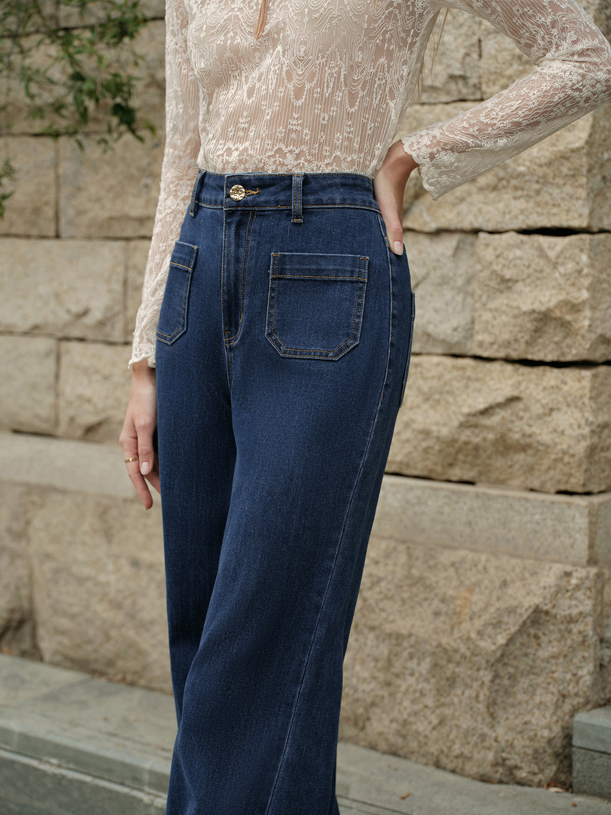 High-Waisted Flared Jeans