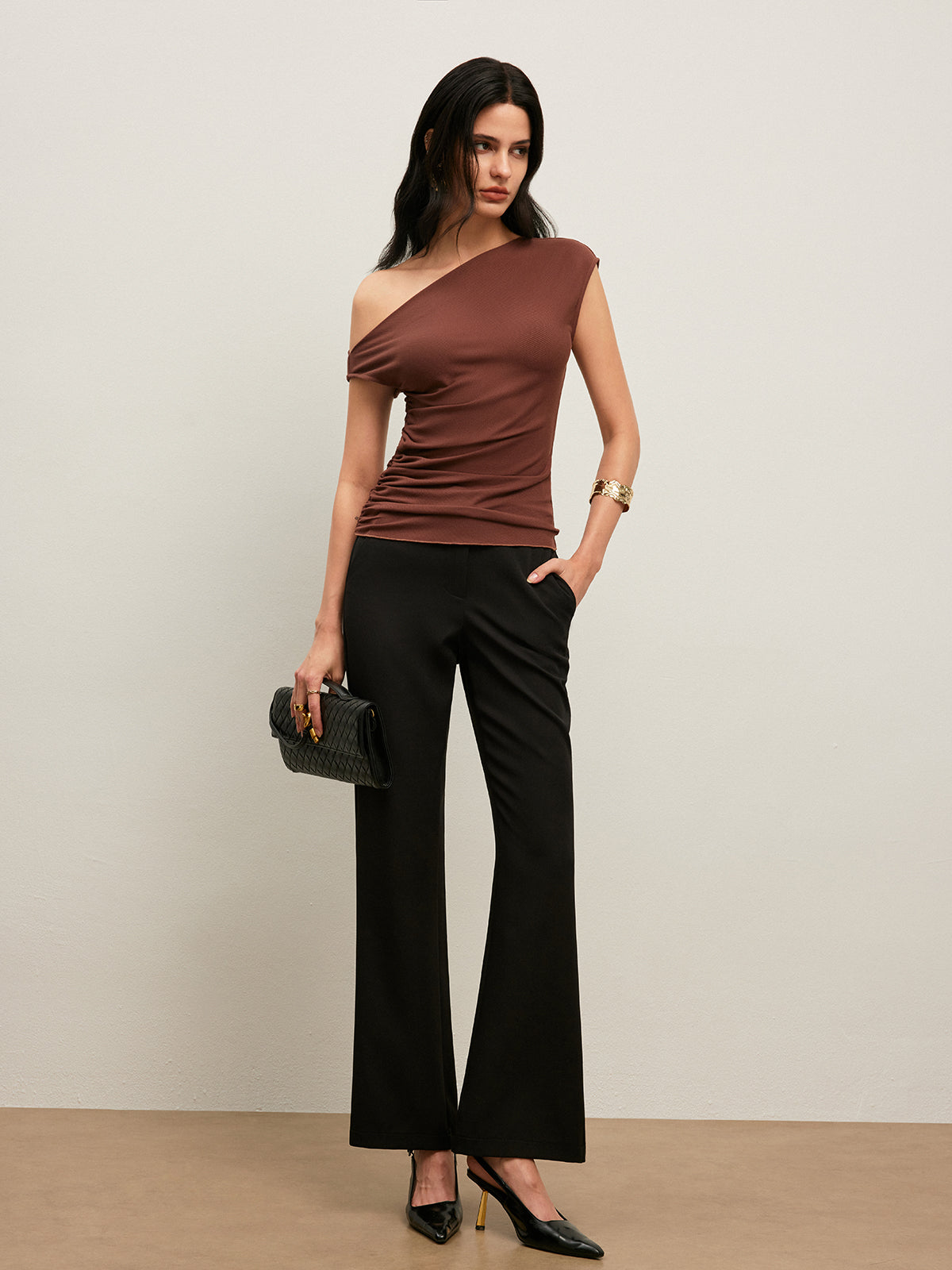 Ruched One-Shoulder Top