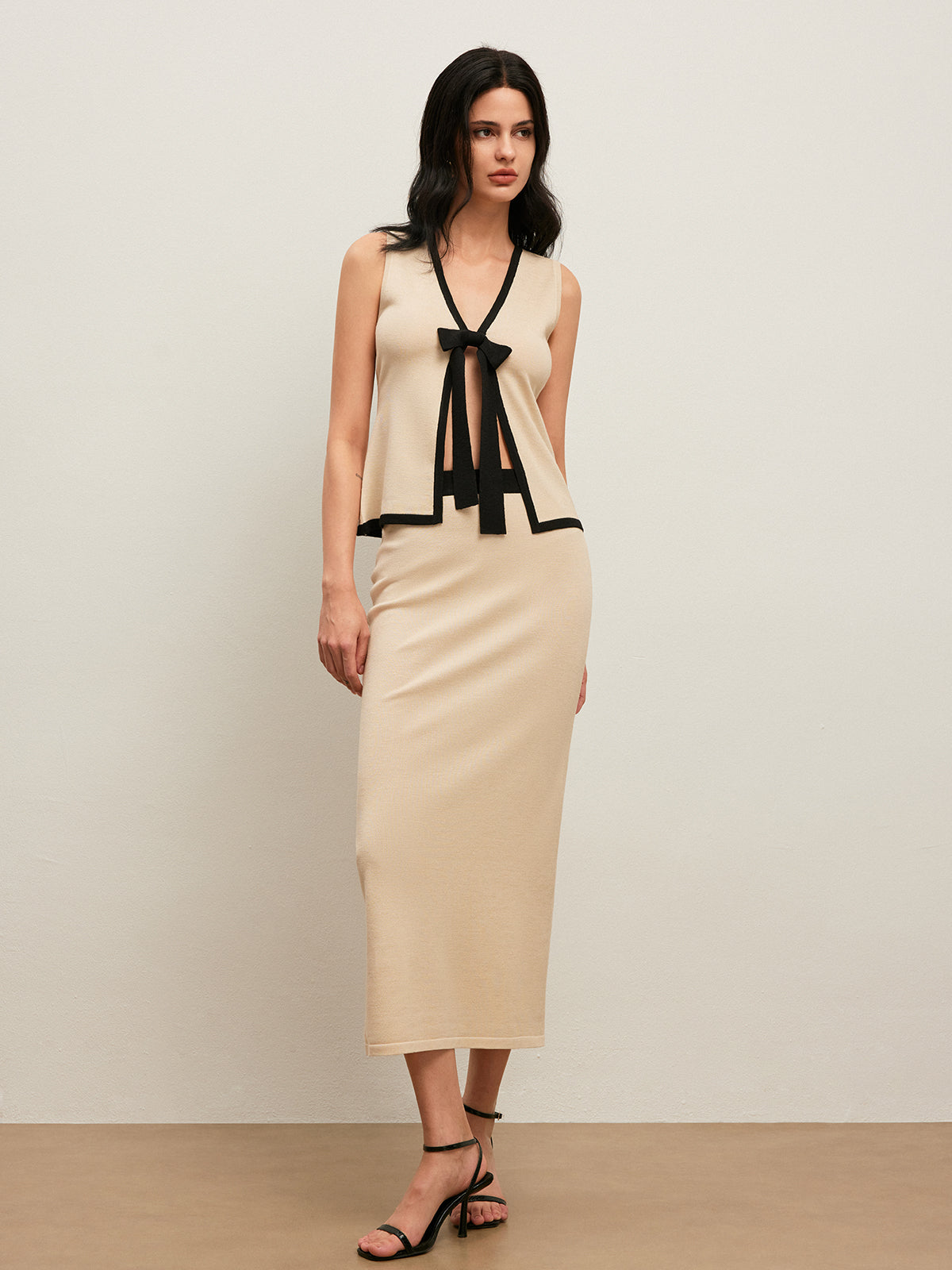 Bow Detail Top Skirt Set