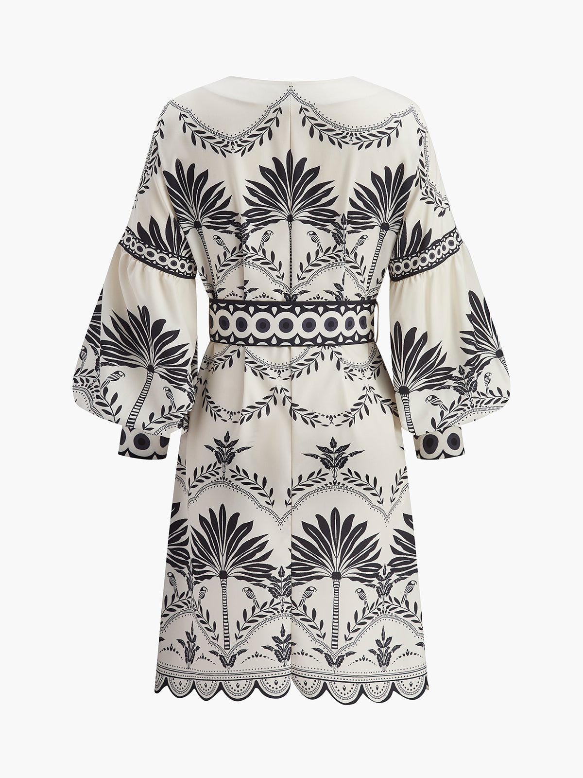 Boho Print V-Neck Belted Dress