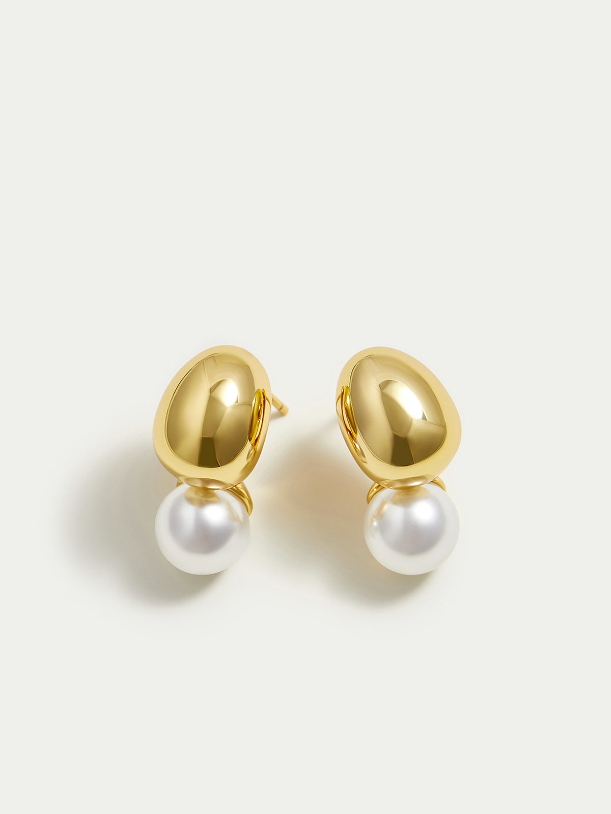 Detachable-Peal Golden Bean Stud Earrings