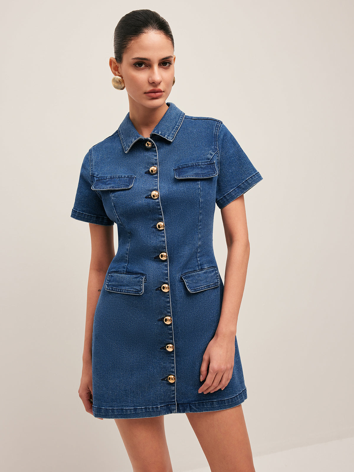 Button Denim Shirt Dress