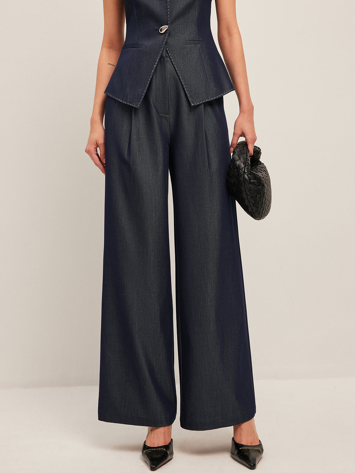 High-Waisted Pleated Wide-Leg Pants