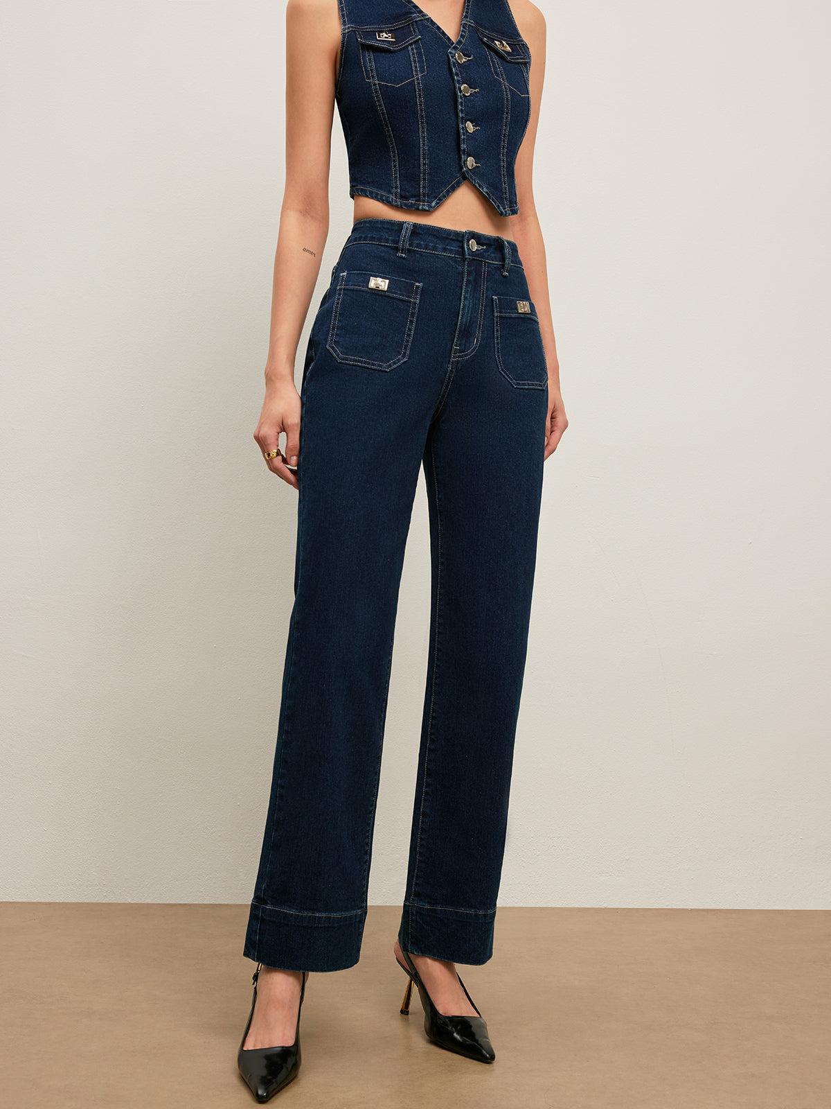 Classic High-Waisted Straight-Leg Jeans