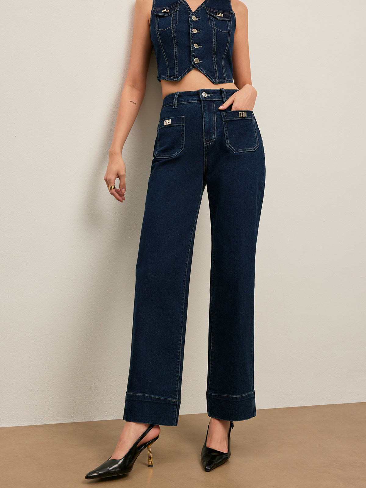 Classic High-Waisted Straight-Leg Jeans